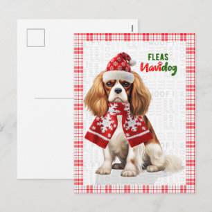Cavalier King Charles Hond Vlooien Navidog Kerstmi Feestdagenkaart