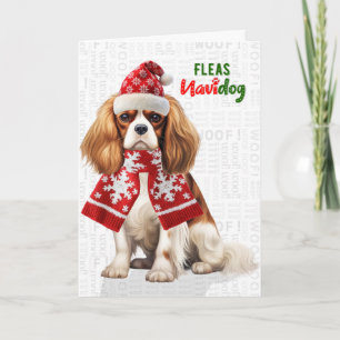Cavalier King Charles Honden Vlooien Navidog Kerst Feestdagen Kaart