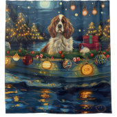 Cavalier King Charles Kerst Feestelijke reis Douchegordijn (Voorkant)