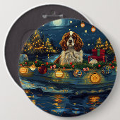 Cavalier King Charles Kerst Feestelijke reis Ronde Button 6,0 Cm (Voorkant /achterkant)