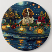 Cavalier King Charles Kerst Feestelijke reis Ronde Button 6,0 Cm (Voorkant)