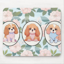 Cavalier King Charles klassieke bloemen achtergron