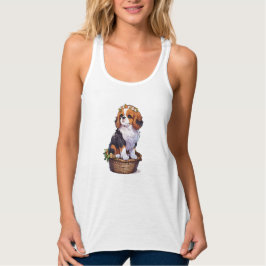 Cavalier King Charles mand met bloemkroon Tanktop