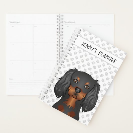 Cavalier King Charles noir et feu Chien & Titre (Devant avec enveloppe)