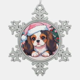 Cavalier King Charles pastel Christmas pet Tin Sneeuwvlok Ornament