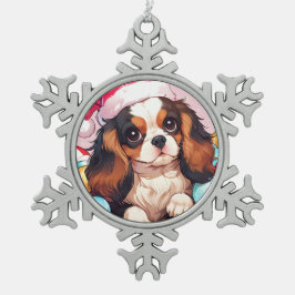 Cavalier King Charles pastel Christmas pet Tin Sneeuwvlok Ornament