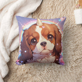 Cavalier King Charles Pastel Eenhoorn Regenbooghem Kussen