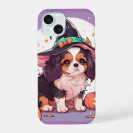 Cavalier King Charles pastel heks pet Halloween iPhone 15 Hoesje