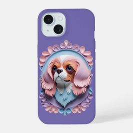 Cavalier King Charles Pastel Papier Snijkunst iPhone 15 Hoesje