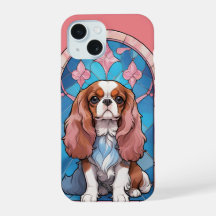 Cavalier King Charles Pastel Roze Glas in lood