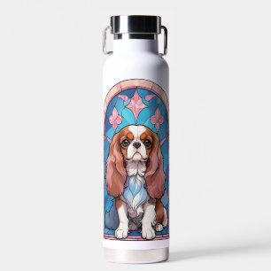 Cavalier King Charles Pastel Roze Glas in lood Waterfles