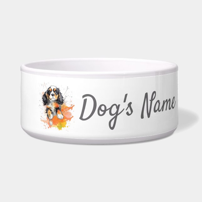 Cavalier King Charles puppy Keramische Pet Bowl Voerbakje (Voorkant)