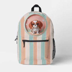 Cavalier King Charles Roze Pastel Papier Snijden Bedrukte Rugzak