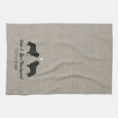 Cavalier King Charles Silhouettes met hart Theedoek (Horizontaal)