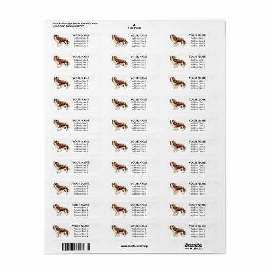 Cavalier King Charles Spaniel Adresetiketten Etiket (Full Sheet)