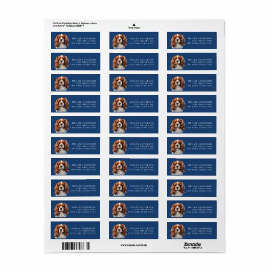 Cavalier King Charles Spaniel Adresetiketten Etiket (Full Sheet)