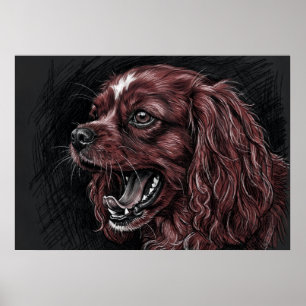 Cavalier King Charles Spaniel Affiche de croquis s