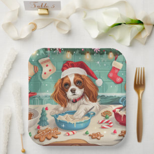 Cavalier King Charles Spaniel Bakken Kerstmis Papieren Bordje