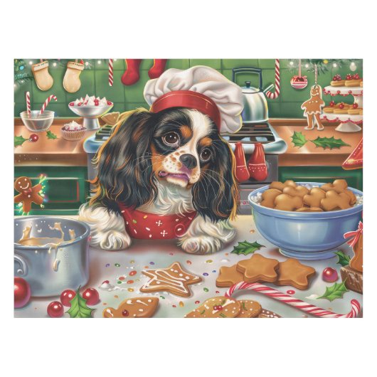 Cavalier King Charles Spaniel Bakken Kerstmis Tafelkleed (Voorkant (Horizontaal))