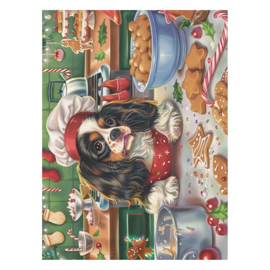 Cavalier King Charles Spaniel Bakken Kerstmis Tafelkleed (Voorkant)