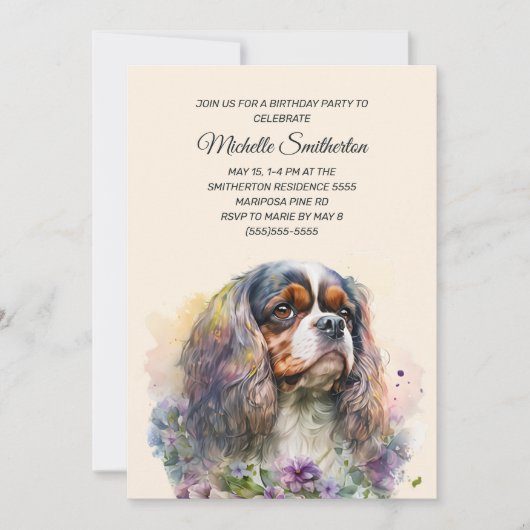 Cavalier King Charles Spaniel Birthday Kaart (Voorkant)