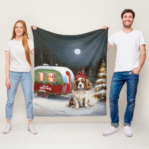 Cavalier King Charles Spaniel Caravan Kerstmis Fleece Deken