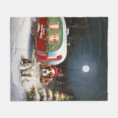 Cavalier King Charles Spaniel Caravan Kerstmis Fleece Deken (Voorkant (Horizontaal))