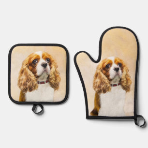 Cavalier King Charles Spaniel Cav Dog Art Painting Ovenwant & Pannenlap Set