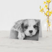 Cavalier King Charles Spaniel Chien Carte de voeux (Fleur jaune)