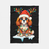 Cavalier King Charles Spaniel Christmas Reindeer P Fleece Deken (Voorkant)