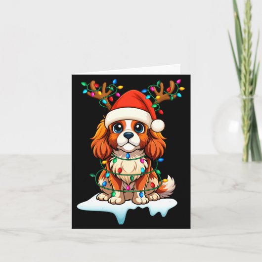 Cavalier King Charles Spaniel Christmas Reindeer P Kaart (Voorkant)
