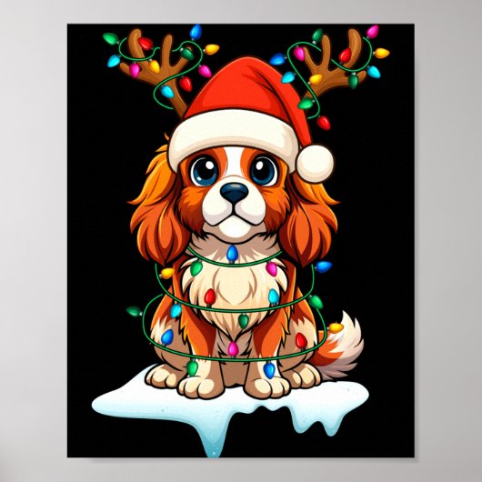 Cavalier King Charles Spaniel Christmas Reindeer P Poster (Voorkant)