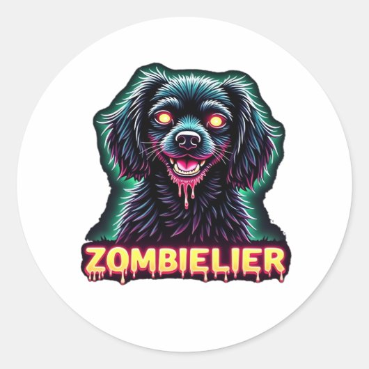 Cavalier King Charles Spaniel CKCS Zombie Dog Hall Ronde Sticker (Voorkant)
