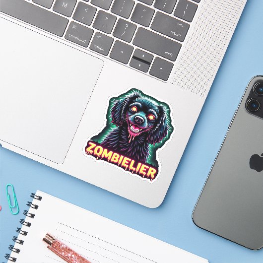 Cavalier King Charles Spaniel CKCS Zombie Dog Hall Sticker (Laptop met iPhone)