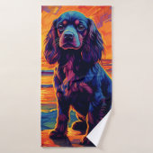 Cavalier King Charles Spaniel Coucher de soleil /  (Serviette de bain)