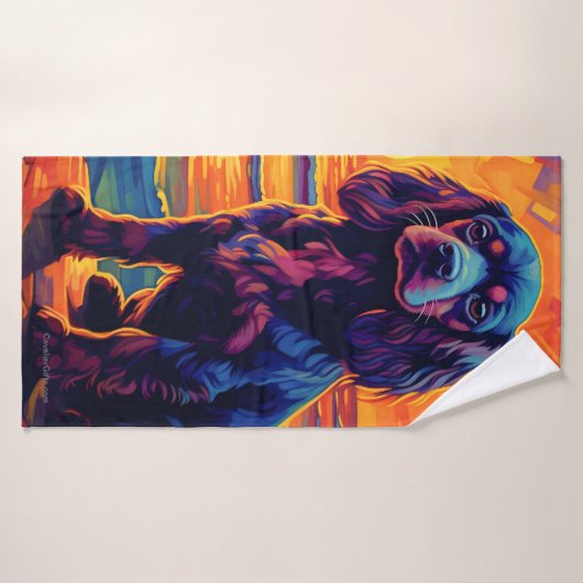 Cavalier King Charles Spaniel Coucher de soleil /  (Serviette de bain)