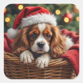 Cavalier King Charles Spaniel Cozy Basket Vierkante Sticker (Voorkant)