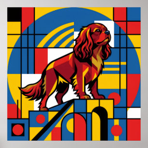 Cavalier King Charles Spaniel De Stijl Poster   Ma