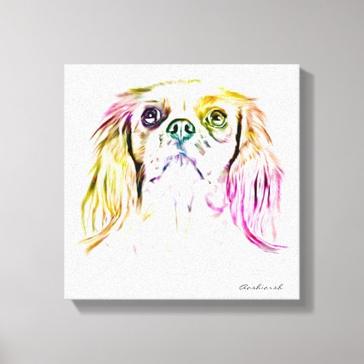 Cavalier King Charles Spaniel Dog Art Painting Canvas Afdruk (Voorkant)
