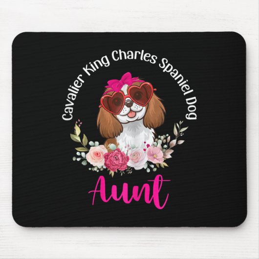 Cavalier King Charles Spaniel Dog Aunt Floral Vale Muismat (Voorkant)