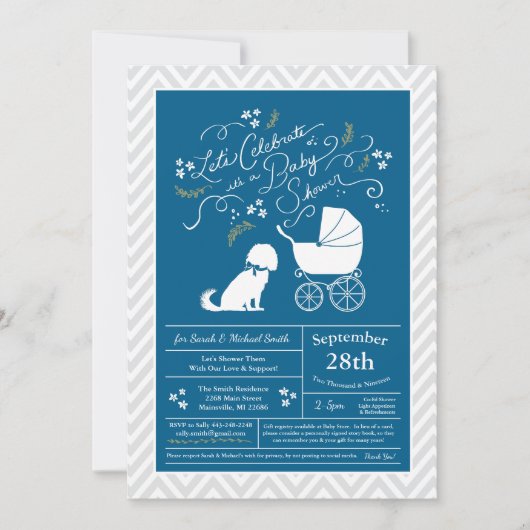 Cavalier King Charles Spaniel Dog Baby shower Boy Kaart (Voorkant)