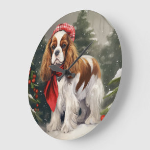Cavalier King Charles Spaniel Dog Kerstmis Grote Klok
