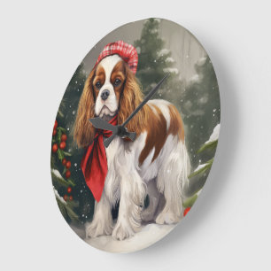 Cavalier King Charles Spaniel Dog Kerstmis Grote Klok