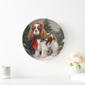 Cavalier King Charles Spaniel Dog Kerstmis Grote Klok (Huis)