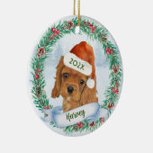 Cavalier King Charles Spaniel Dog Kerstmis Keramisch Ornament (Rechts)