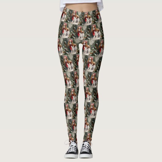 Cavalier King Charles Spaniel Dog Kerstmis Leggings (Voorkant)