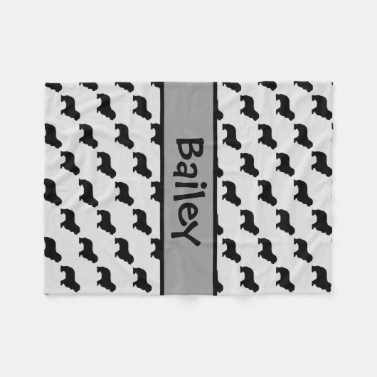 Cavalier King Charles Spaniel Dog Silhouette Fleece Deken (Voorkant (Horizontaal))