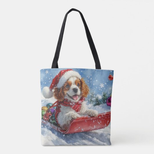 Cavalier King Charles Spaniel Dog Sledge Kerstmis Draagtas (Achterkant)