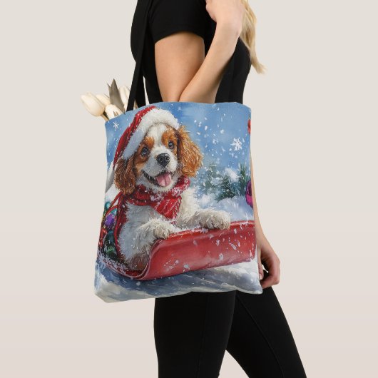 Cavalier King Charles Spaniel Dog Sledge Kerstmis Draagtas (Dichtbij)