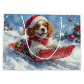 Cavalier King Charles Spaniel Dog Sledge Kerstmis Groot Cadeauzakje (Achterkant)